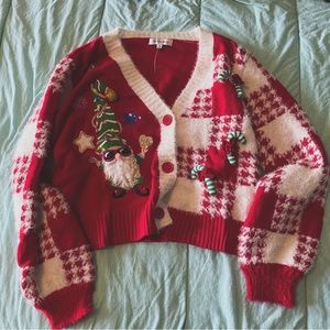Cropped Adorable “Ugly” Gnome Sweater, XL